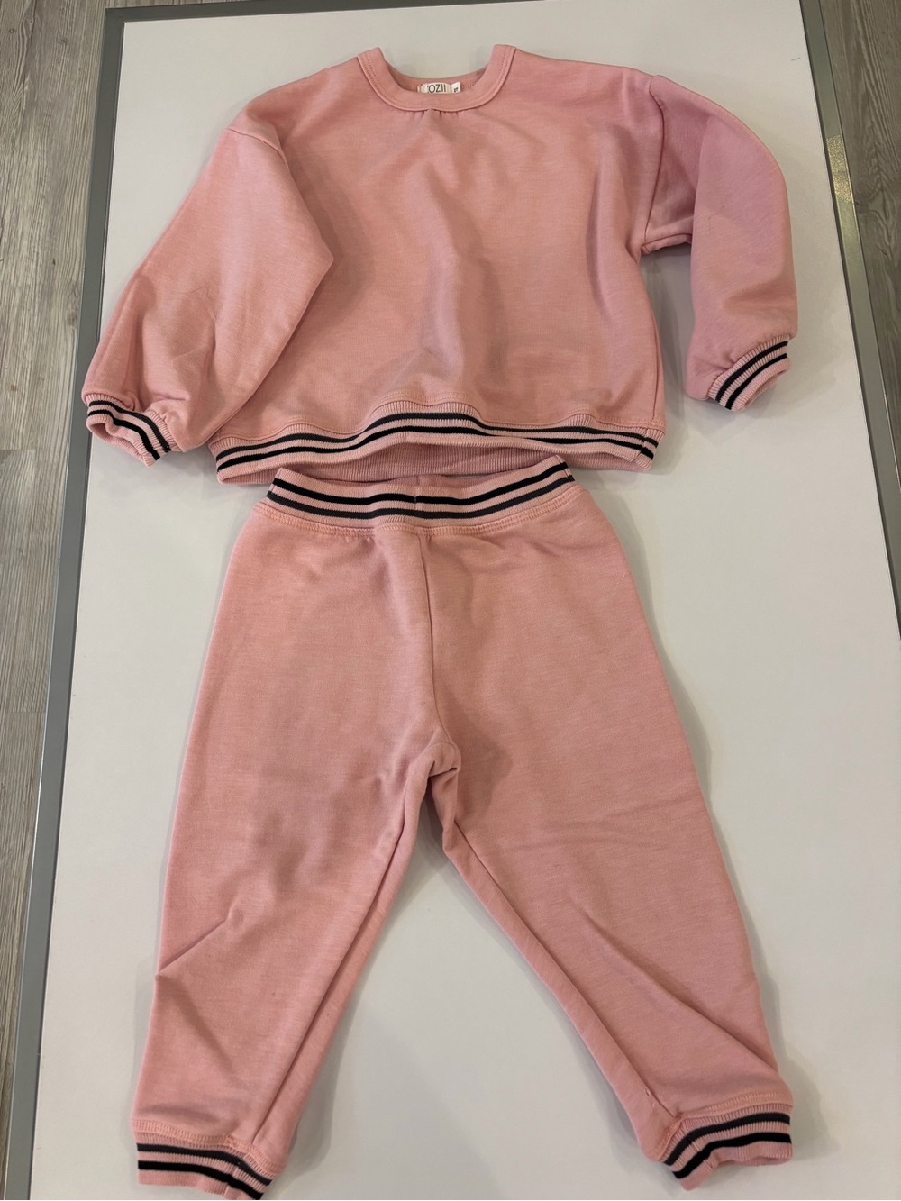 Kids Pink Striped-Cuff Matching Set